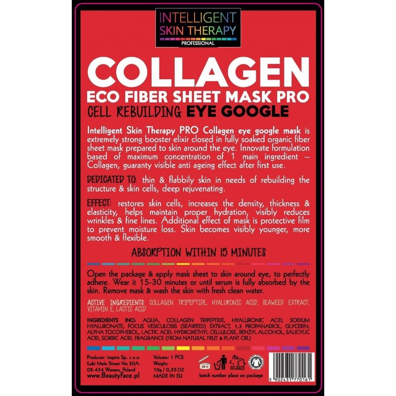 Collagen Eco Fiber Sheet Mask Pro to maska pielęgnacyjna zawierająca kolagen morski o działaniu odmładzającym